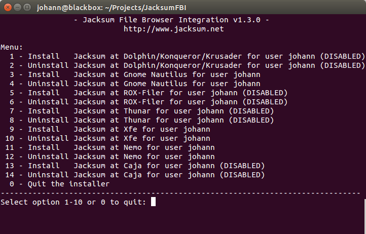 Jacksum on Ubuntu