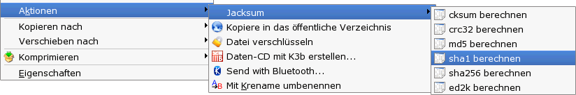Jacksum im KDE Konqueror